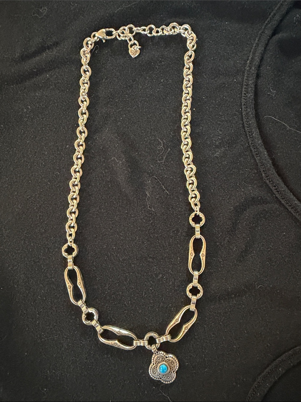 Brighton Silver-Tone Necklace with Turquoise Flower Pendant